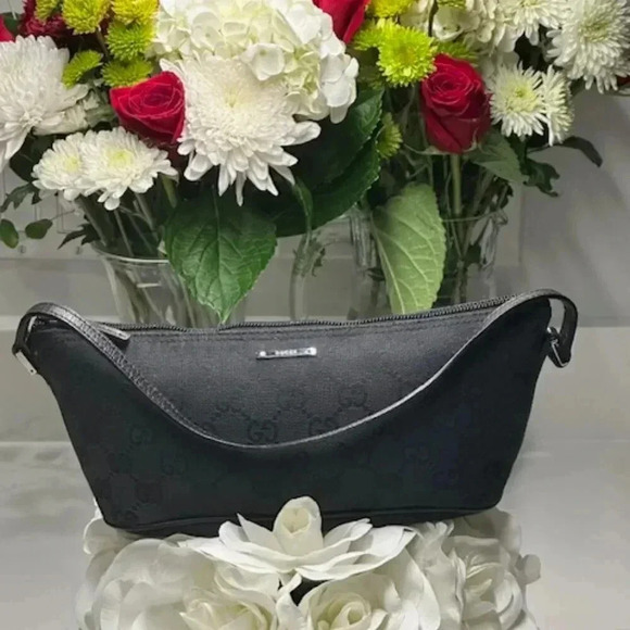 Gucci Handbags - 🔥Gucci GG Canvas Boat Mini Tote Pouchette Bag Black EUC Vintage + COA + Dust Bag